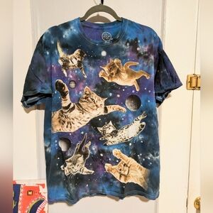 Cats In Space Tie Dye T-Shirt by DOM